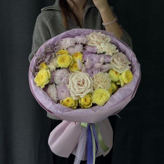 Нежный букет «Солнечная акварель» 🌼💜
