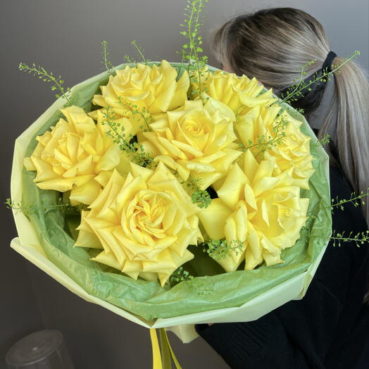 Французские яркие желтые розы (7 шт) 💛💛💛