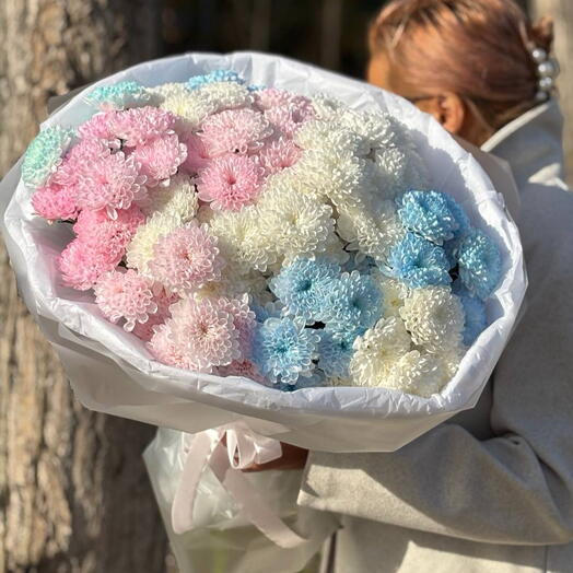 Хризантемы в зефирных оттенках букет 🌸