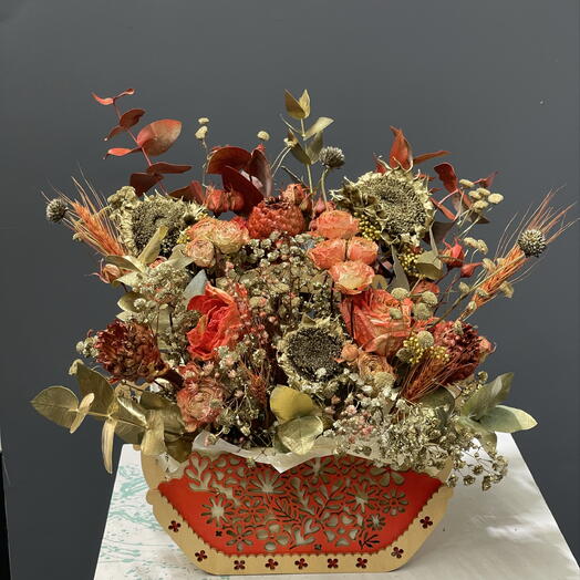 Terracotta  dried flower arrangement