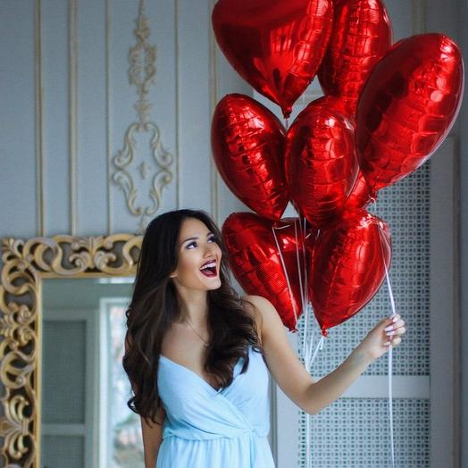 7 сердец фольгированные шары