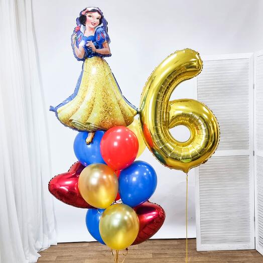Composition of balloons "Snow White with a number"
