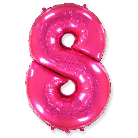 Цифра 8 Фуксия огромная фольгированная 102см шарик