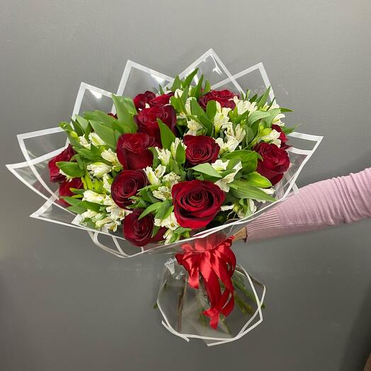 The bouquet is assembled