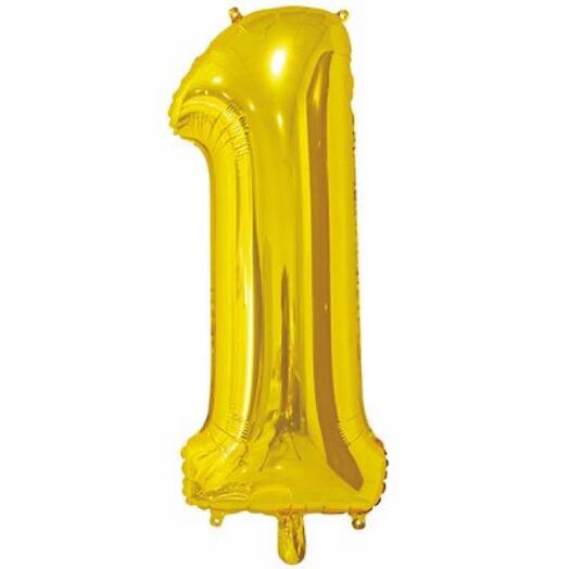 Шар цифра "1" с гелием, Gold