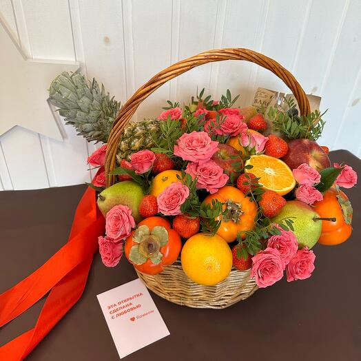Cesta de flores e frutas, cesta de frutas