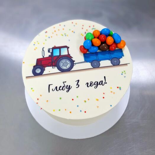 Pastel con tractor