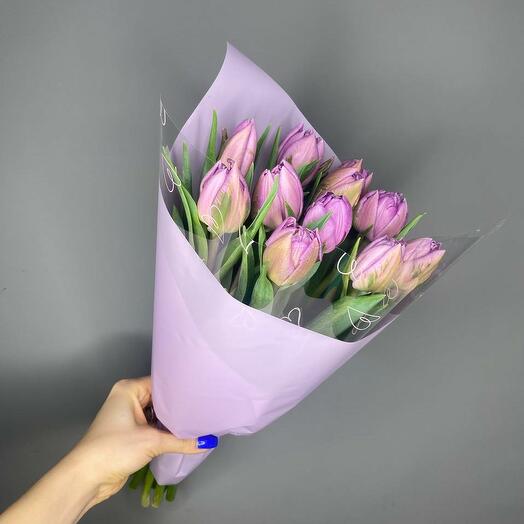 Bouquet of 11 peony-shaped lilac tulips (Mono 78)
