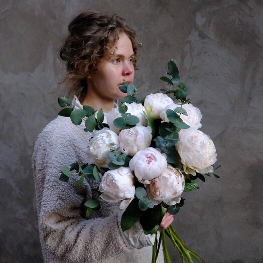 Peonies and eucalyptus