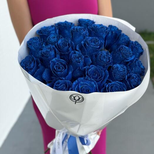 Blue Sparkling Roses Bouquet