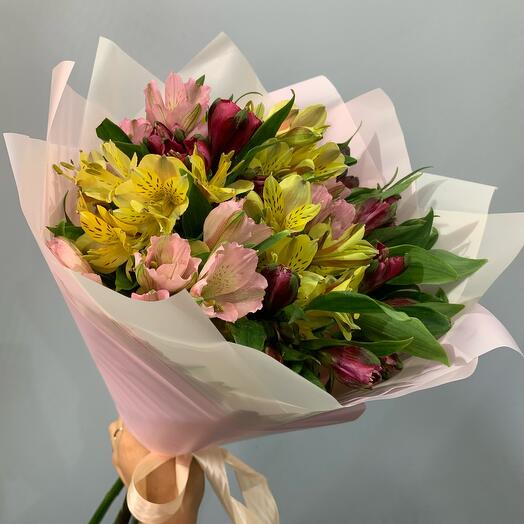 Summer bouquet of alstroemeria