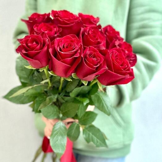 🌹Классика |9 красных Роз эквадор 60 см|Лента | Цветы в Уфе