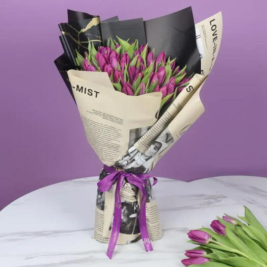 Purple Beauty 51 Tulips Bouquet