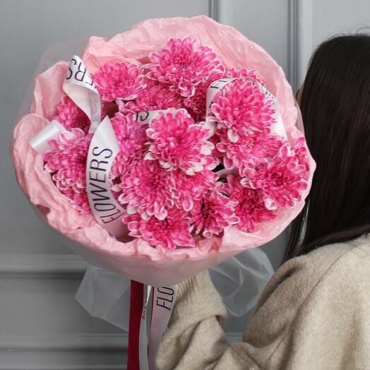 Букет «Яркая хризантемка Pink» S N29