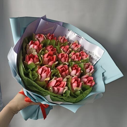 Bouquet of marshmallow tulips 19pcs