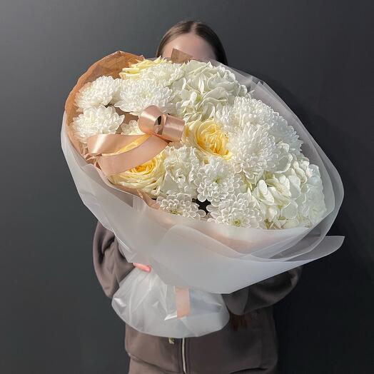 Букет из гортензии, Роза эквадор, гортензия