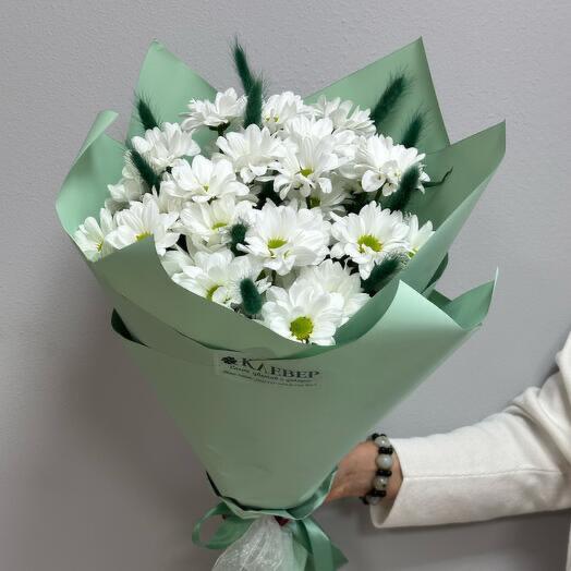 Букет из 5 ромашек с лагурусом