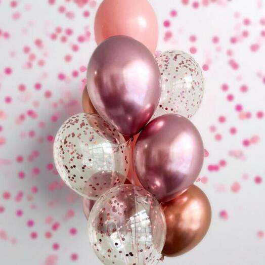 Набор воздушный шаров розовый гелий (10 шт). Set of helium foil balloons pink (10 pcs) pink
