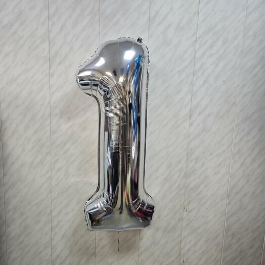 Шар цифра 40д фольгированный 1 серебро