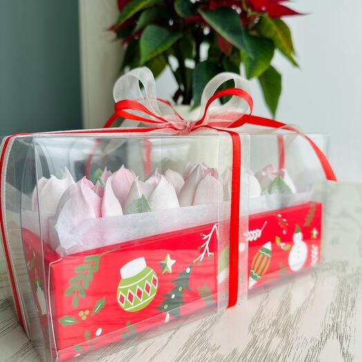 Новогодняя коробка зефира (10 зефирных цветов)