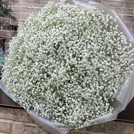 Огромный букет белой гипсофилы