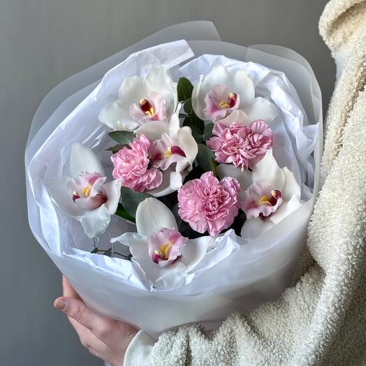 🌸Бали🌸 Дуо-букет из орхидеи и диантуса