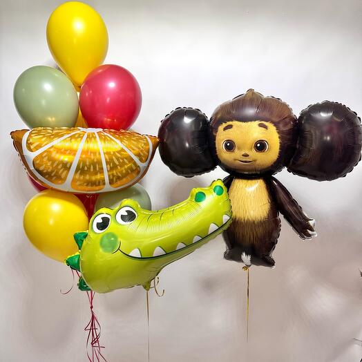 Воздушные шары Чебурашка и крокодил Гена
