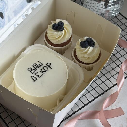 Conjunto de Bento con su decoración y cupcakes