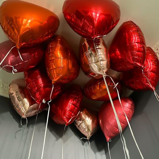 Фольгированные сердца к потолку «Любовь», 15 шт