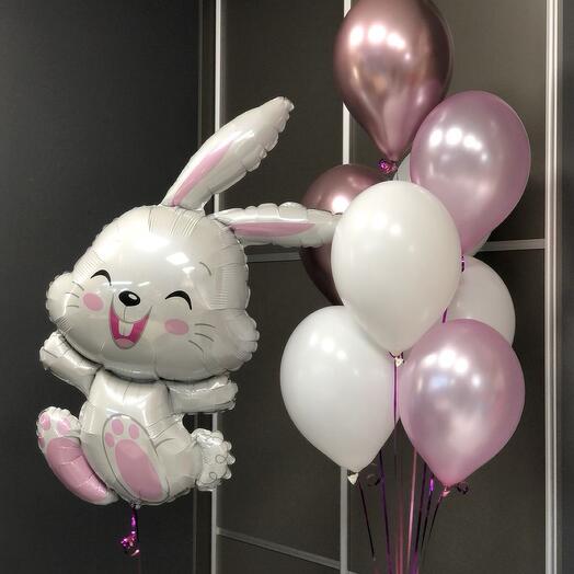 Веселый Зайка 🐰 | Набор воздушных шаров из 9шт с гелием