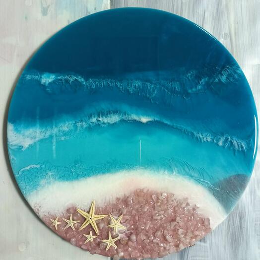 Эпоксидная смола. Море 30 см для двоих.  Электронный сертификат на мастер-класс