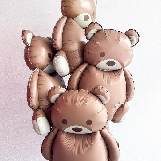 Фольгированные мишки 🧸 4 шара 89 см | Шары с доставкой на заказ