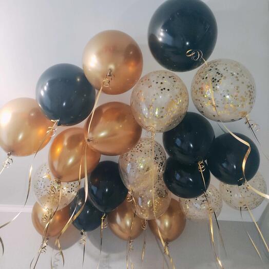 21 шарики с гелием под потолок, воздушные гелиевые шарики мужчине, парню, начальнику, парню, мужу, супругу на день рождение