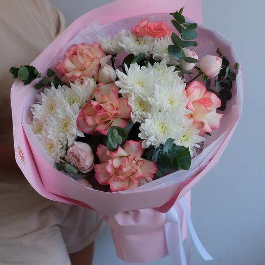 Розы и хризантемы