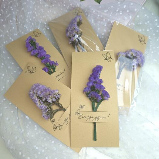Открытка учителю со стабилизированными цветами, 5 шт