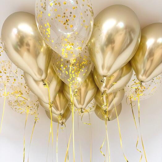 Сет из 15 шаров «Золото» под потолок