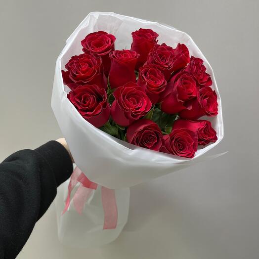 Моно из красной розы 15 штук 🌹