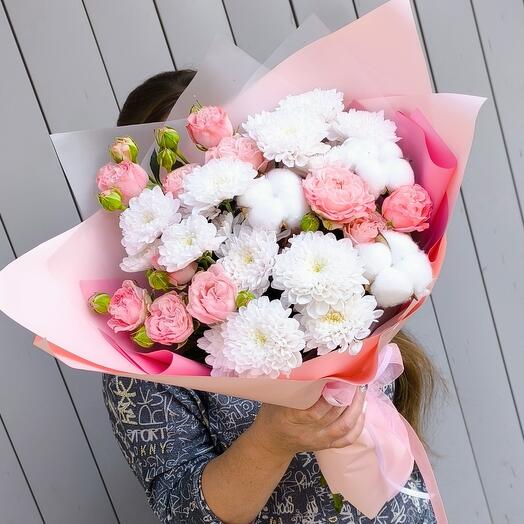 💞 кустовая роза/хризантема/хлопок
