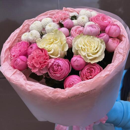 Букет с трендовыми пионовидными розами «Сильва Пинк» 💗