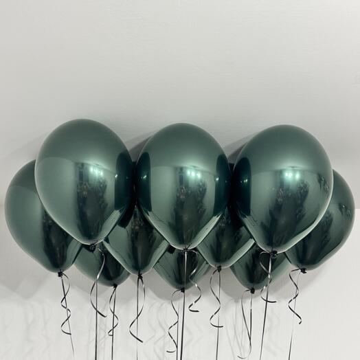 Globos de helio de color verde espejo 10 piezas, en el techo