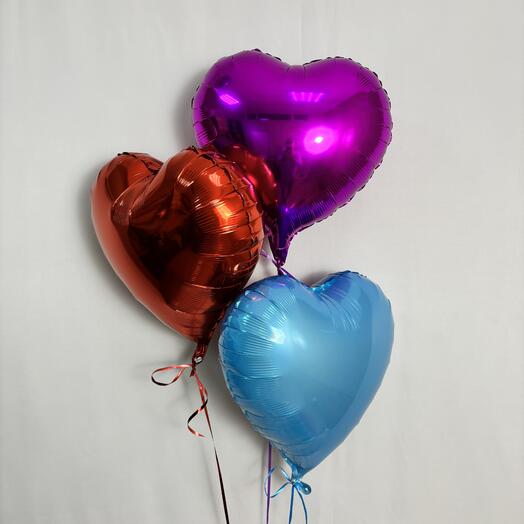 Набор из 3 сердец с гелием, микс ДЕНЬ ВЛЮБЛЕННЫ 14 ФЕВРАЛЯ