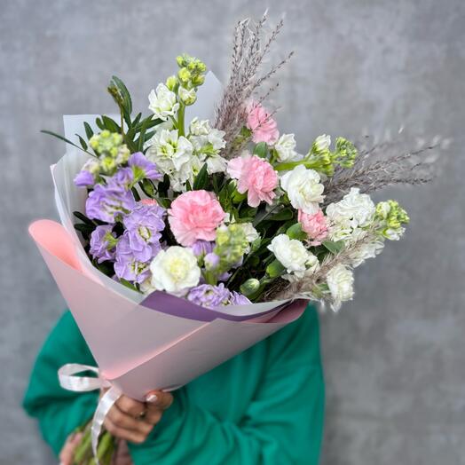 Букет летний с Маттиолой и Диантусом на День рождение 😍💕🌸для девушки