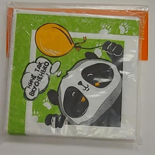 Салфетки  "С Праздником ", Панда,  12шт, 25×25см