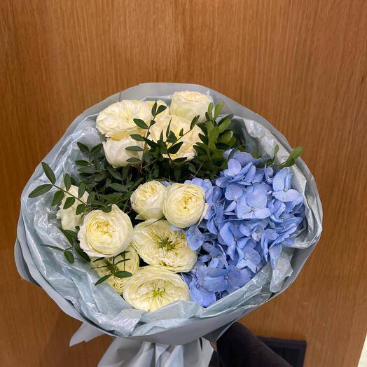 Mix Blue! из гортензии и роз🪻🦋🍀 больше живых Цветов и меньше обертки пустой =)