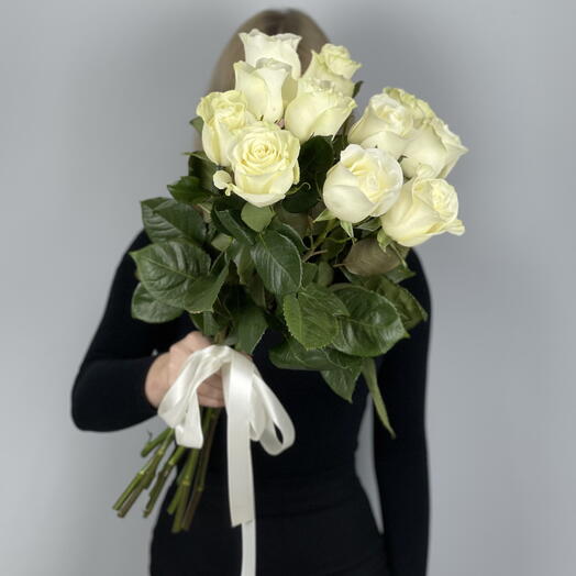 Букет из 11 премиальных белых роз 60см (29)