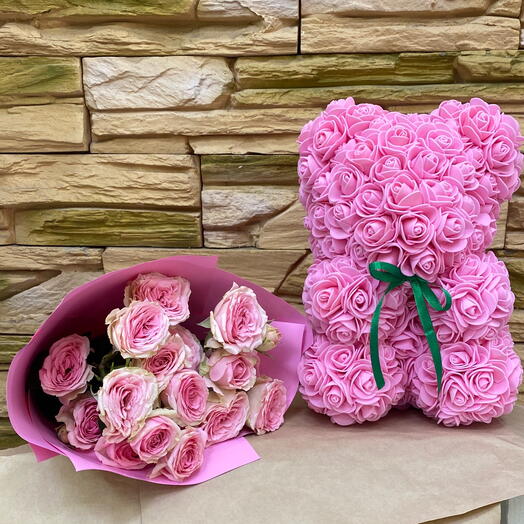 Медведь из фоамирана/розовый