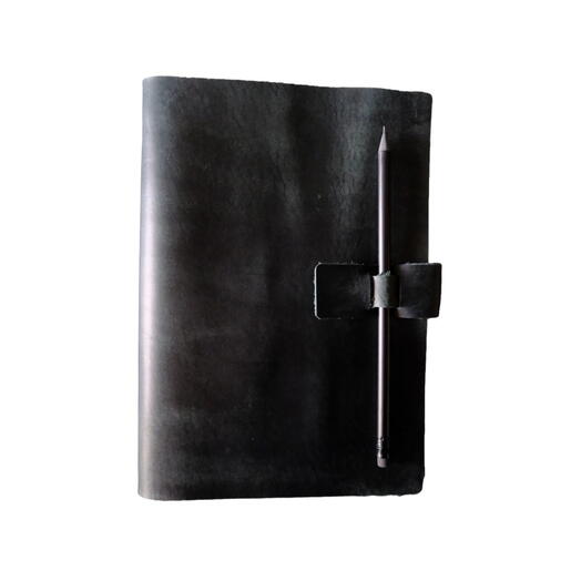 Кожаный блокнот А5 Зелёный "На застёжке 2.0" с креплением для ручки