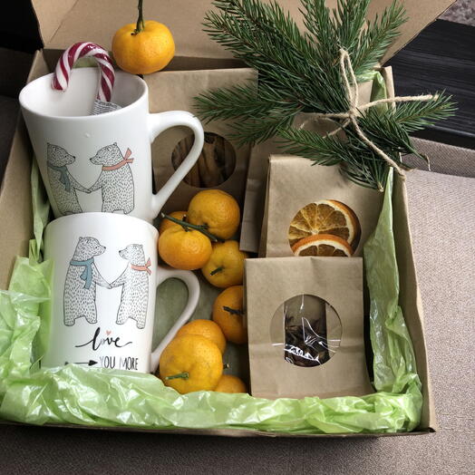 Набор с двумя кружками с мишками «Глинтвейн для двоих»