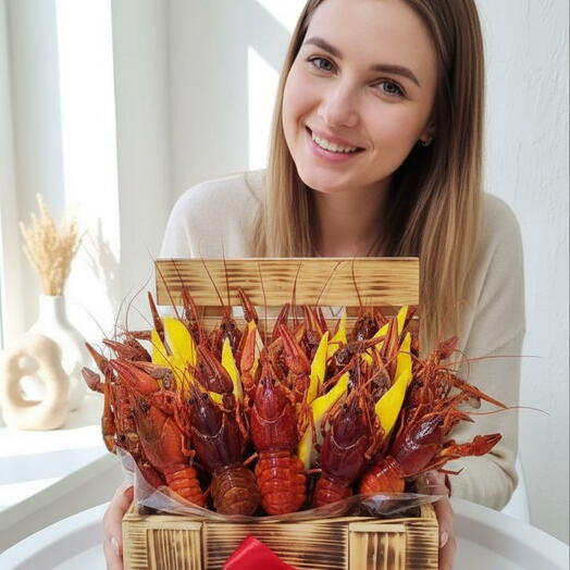 Деревянный бокс с раками