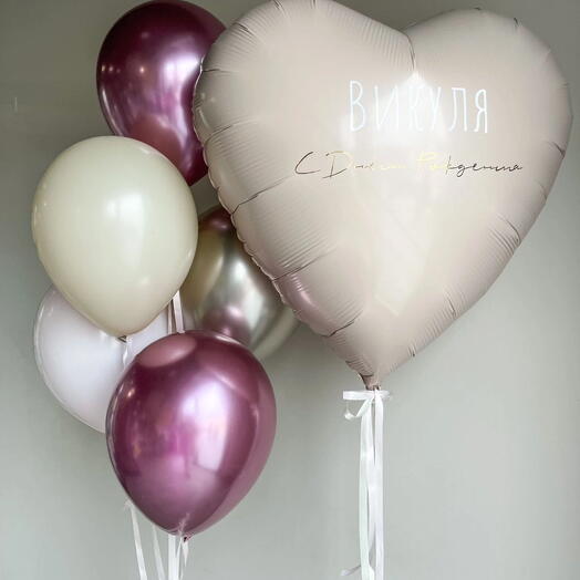 Сердце 76 см + фонтан из 5 шаров